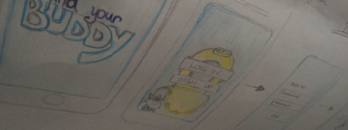 Main feature image showing sketches of the application interface