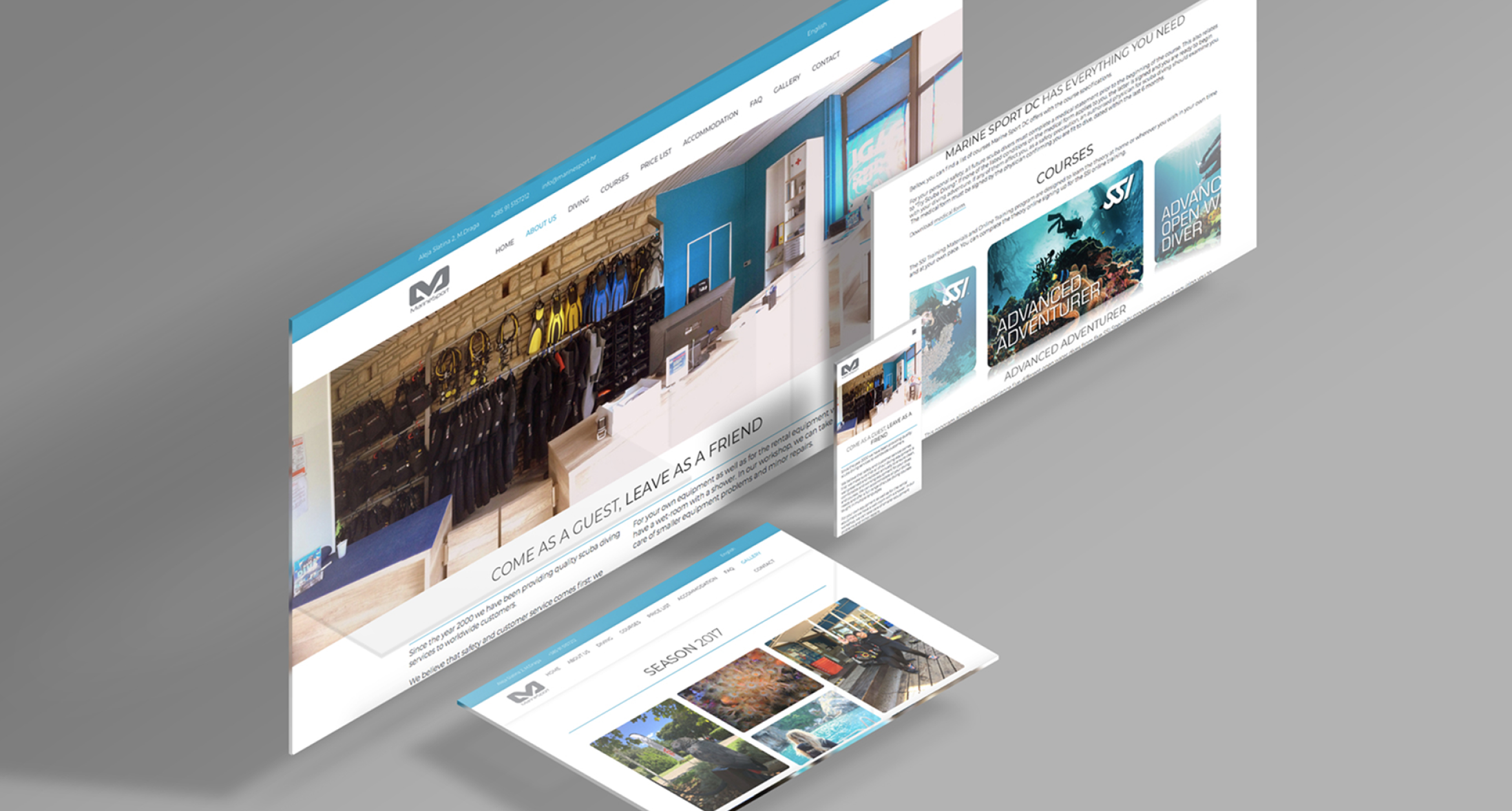 Screens from the completed Marine Sport DC website displayed on multiple devices